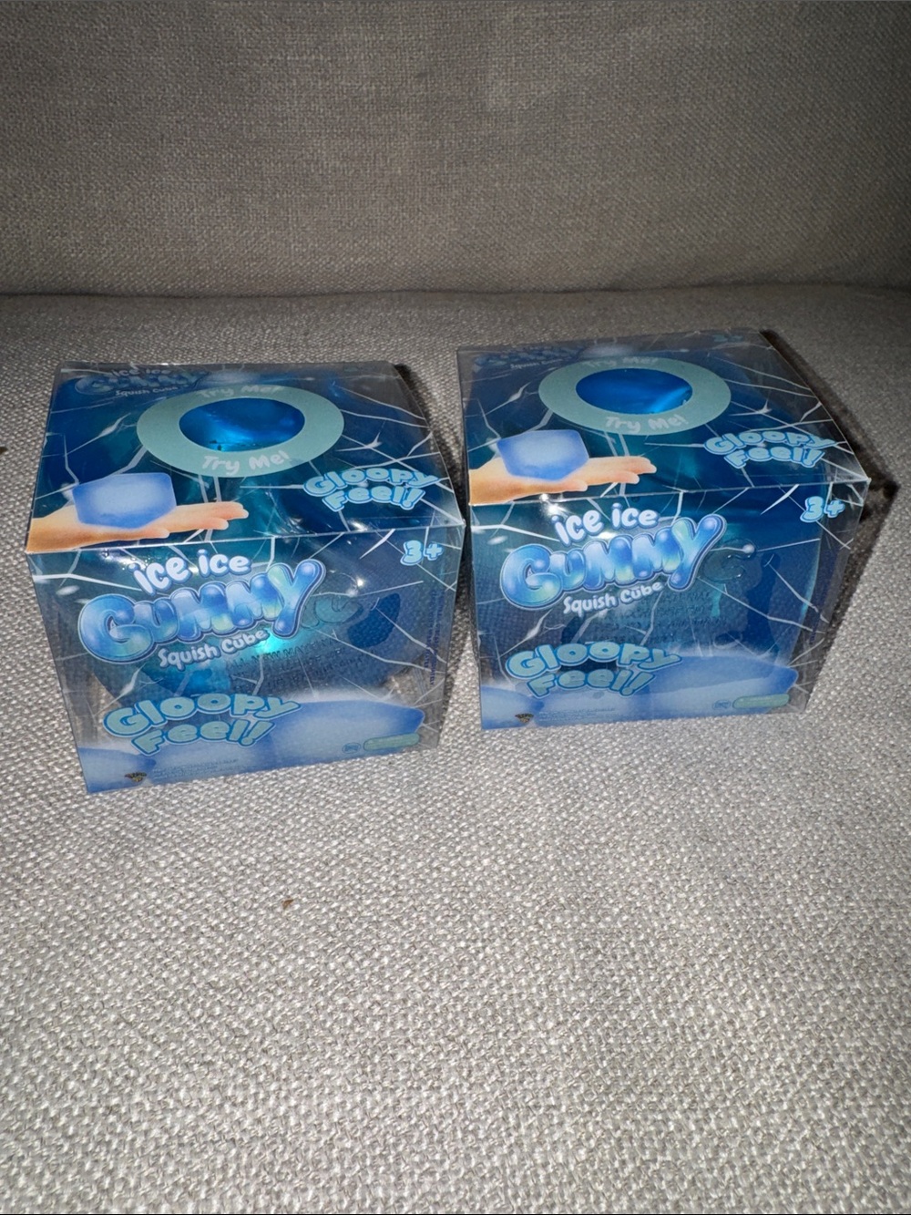 Ice Ice Gummy Squish Cube Toy - Blue (2-pack). NEW